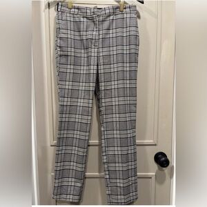 ZARA Plaid, Straight-Leg Versatile Pants, White, Black, Gray, Red, Medium, EUC